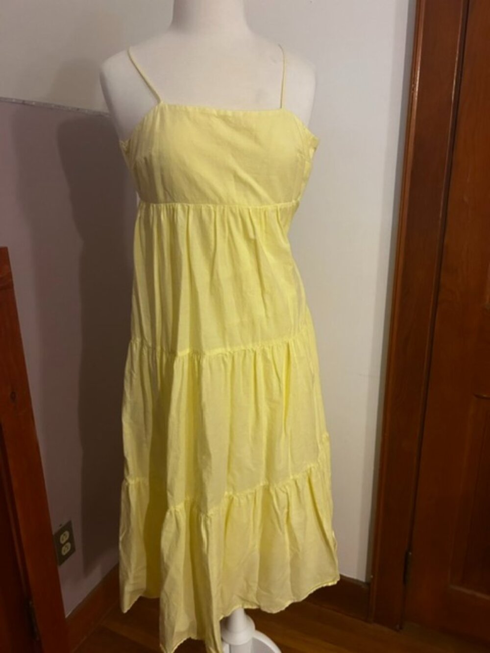 Zara Yellow Midi Sundress Spaghetti straps Size XS Lined